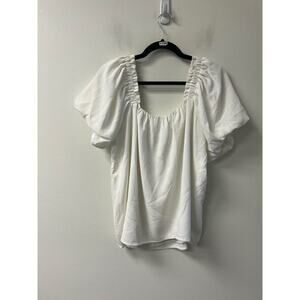 Jade White Cold Shoulder Puff Sleeve Blouse sz L